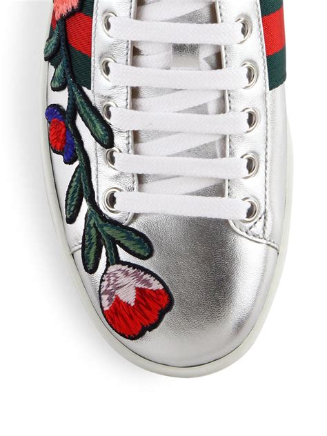 gucci sneaker with heart|Gucci ace floral embroidered sneakers.